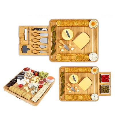 All-Season Bamboo Serving Tray with Cheese Board and Customized Logo Acceptable Knife Set