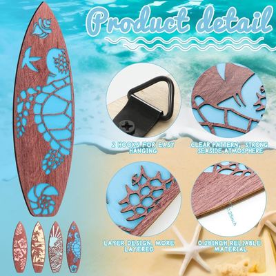 Storage Containers Decorative Surfboard Wall Decor for Summer Hawaiian Beach Getaway