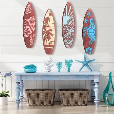 Storage Containers Decorative Surfboard Wall Decor for Summer Hawaiian Beach Getaway