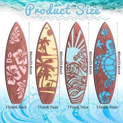Storage Containers Decorative Surfboard Wall Decor for Summer Hawaiian Beach Getaway