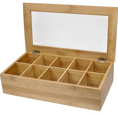 Clear Lid Wooden Tea Box Customized Design 14.5 x 3.5 x 7.9 inches Printing Laser Engrave