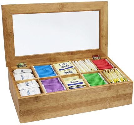 Clear Lid Wooden Tea Box Customized Design 14.5 x 3.5 x 7.9 inches Printing Laser Engrave