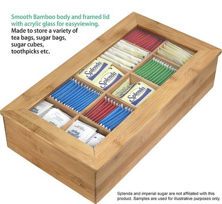 Clear Lid Wooden Tea Box Customized Design 14.5 x 3.5 x 7.9 inches Printing Laser Engrave