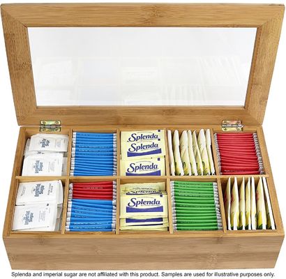 Clear Lid Wooden Tea Box Customized Design 14.5 x 3.5 x 7.9 inches Printing Laser Engrave