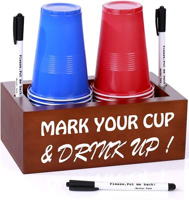 Double White Pine Solo Disposable Cup Holder for Rustic Party Utensil Dispensing