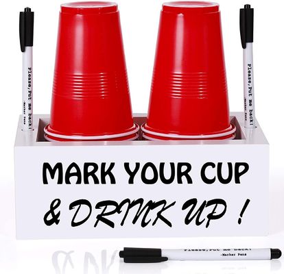 Double White Pine Solo Disposable Cup Holder for Rustic Party Utensil Dispensing