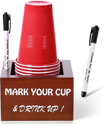 Double White Pine Solo Disposable Cup Holder for Rustic Party Utensil Dispensing