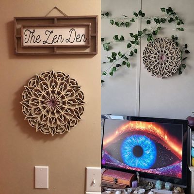Decorative Handcrafted 6 Layered Colorful Hanging Decoration Boho Wall Art Decor Wooden Mandala