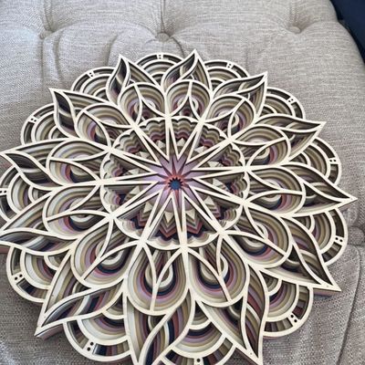 Decorative Handcrafted 6 Layered Colorful Hanging Decoration Boho Wall Art Decor Wooden Mandala