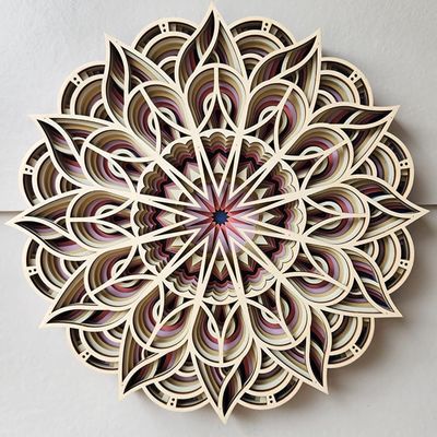 Decorative Handcrafted 6 Layered Colorful Hanging Decoration Boho Wall Art Decor Wooden Mandala