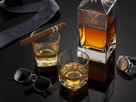 Custom Whiskey Decanter Set With Wood Stand and Chilling Stones for Party Celebrations