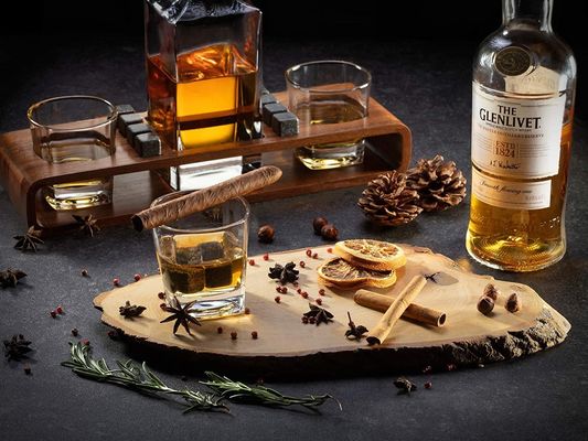 Custom Whiskey Decanter Set With Wood Stand and Chilling Stones for Party Celebrations