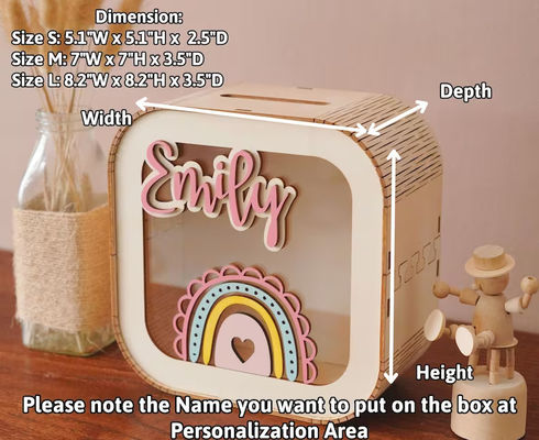 Pine Wood Money Box Montessori Room Nursery Decor Wooden Cash Box Gift for Daughter