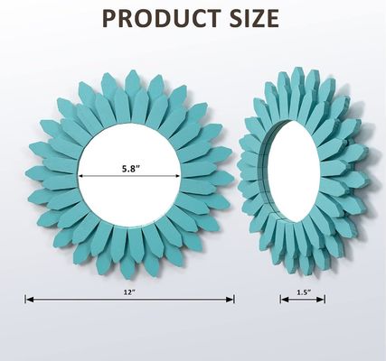 Decorative Wall Mirror in White or Your Color 12 Inch Rustic Wood Sunburst Boho Style