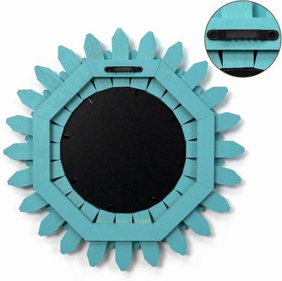 Decorative Wall Mirror in White or Your Color 12 Inch Rustic Wood Sunburst Boho Style