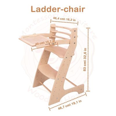 Adjustable Wooden Desk Chair for All-Season Montessori and Waldorf Inspired Design