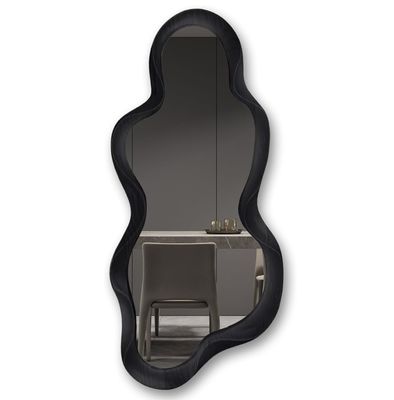 Beautiful Home Decor Irregular Wall Mirror with Black Wooden Frame and Modern Bathroom Decoration