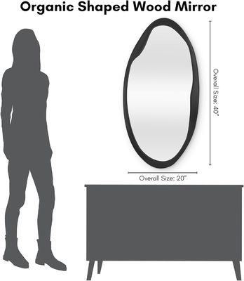Christmas Organic Shaped Wood Mirror in Black for Bathroom Living Room Entryway Bedroom