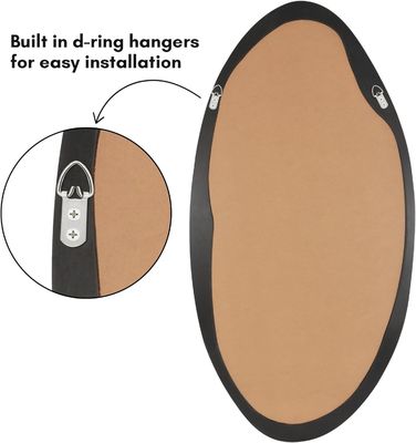 Christmas Organic Shaped Wood Mirror in Black for Bathroom Living Room Entryway Bedroom