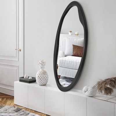 Christmas Organic Shaped Wood Mirror in Black for Bathroom Living Room Entryway Bedroom