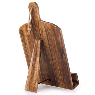 Whitewashed Cutting Board Style Wood Cookbook Stand Holder with Kickstand
