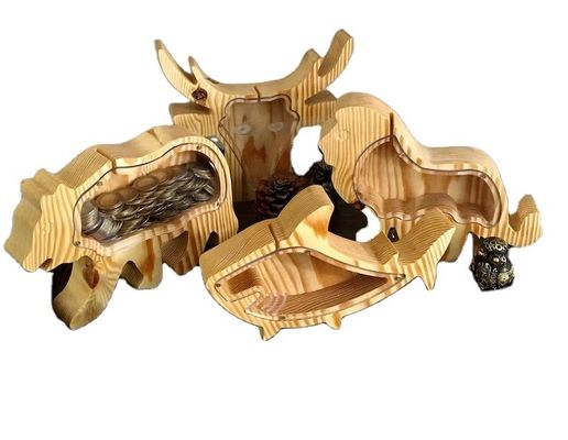 Child Gift Wooden Animal Piggy Bank Personalized and Varnished Christmas Surprise