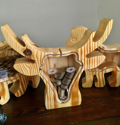 Child Gift Wooden Animal Piggy Bank Personalized and Varnished Christmas Surprise