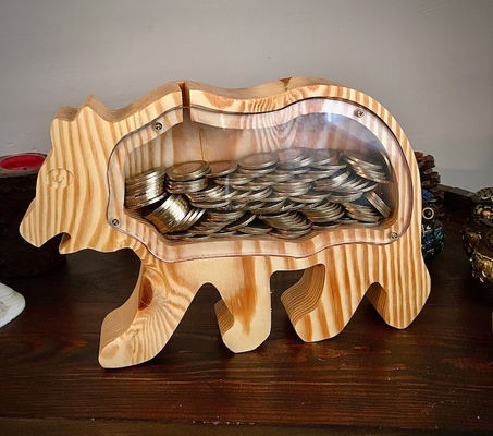 Child Gift Wooden Animal Piggy Bank Personalized and Varnished Christmas Surprise