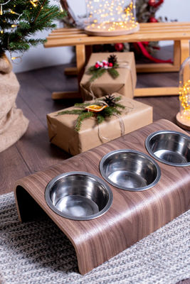 Bowl Feeder Type Cups Pails Triple Bowl Pet Feeding Stand with Raised Modern Feeder