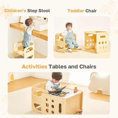 Custom Wood 1-3 Year Old Kids Adjustable Height Chair Step Stool for Living Room