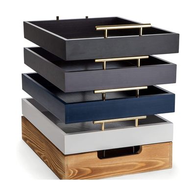 OEM ODM Accepted Walnut or Custom Wood Serving Tray with Handles