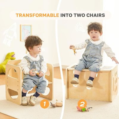 Custom Wood 1-3 Year Old Kids Adjustable Height Chair Step Stool for Living Room