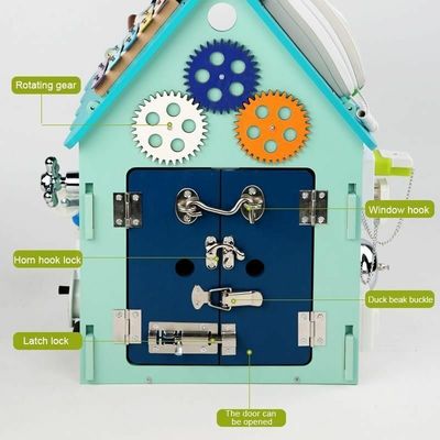 Montessori Wooden Toys Busy House Puzzle Multi functional Unlocking Treasure Box Varnished