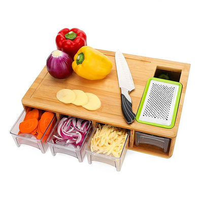 OEM ODM Accepted Classic Rectangle BAMBOO Cutting Board with Juice Groove Containers