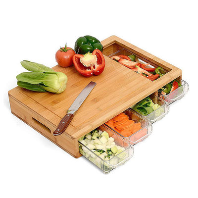 OEM ODM Accepted Classic Rectangle BAMBOO Cutting Board with Juice Groove Containers