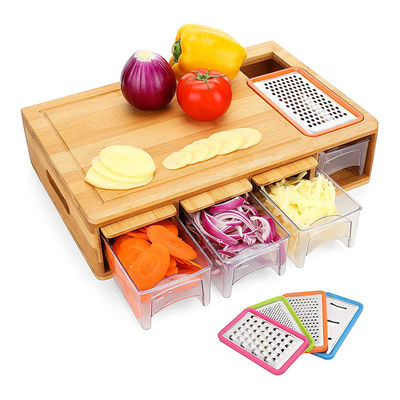 OEM ODM Accepted Classic Rectangle BAMBOO Cutting Board with Juice Groove Containers