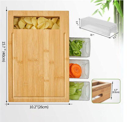 OEM ODM Accepted Classic Rectangle BAMBOO Cutting Board with Juice Groove Containers