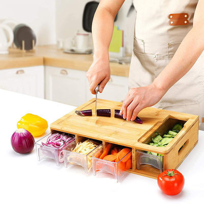 OEM ODM Accepted Classic Rectangle BAMBOO Cutting Board with Juice Groove Containers