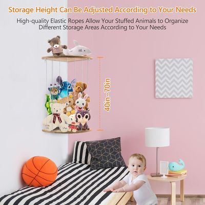 Plush Soft Toy Storage for Toddler Play Room Wooden Corner Stuffed Animal Storage