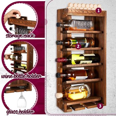 Modern and Chic Wine Display Storage Rack with Bottle Stemware Glass Holder