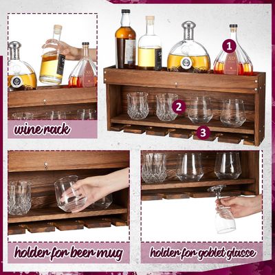 Modern and Chic Wine Display Storage Rack with Bottle Stemware Glass Holder