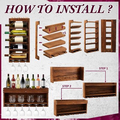Modern and Chic Wine Display Storage Rack with Bottle Stemware Glass Holder