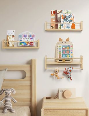 Household Functional Design Kids Wood Hanging Shelf for Children's Room Decoration