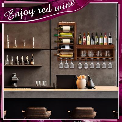 Modern and Chic Wine Display Storage Rack with Bottle Stemware Glass Holder