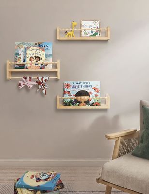 Household Functional Design Kids Wood Hanging Shelf for Children's Room Decoration