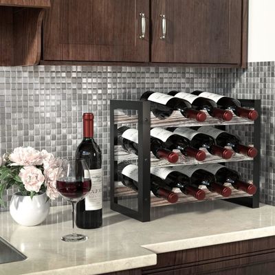Functional Design Multifunctional Wooden Wine Rack Countertop for Liquor Bottles