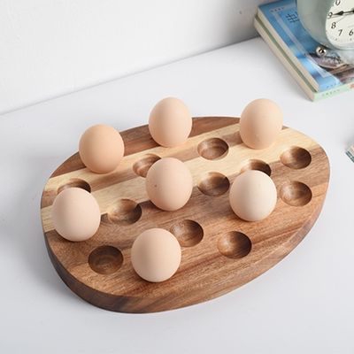 Silk-Screen Printing Egg Tools Wooden Egg Tray for Kitchen and Refrigerator Storage