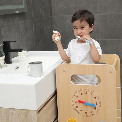 Seasonal Wooden Learning Tower for Kids Foldable Kitchen Helper and Observation Tower