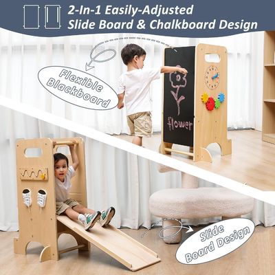 Seasonal Wooden Learning Tower for Kids Foldable Kitchen Helper and Observation Tower