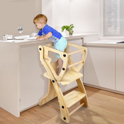 Modern Design Wooden Adjustable Height Helper Tower for Toddlers Learning and Cooking